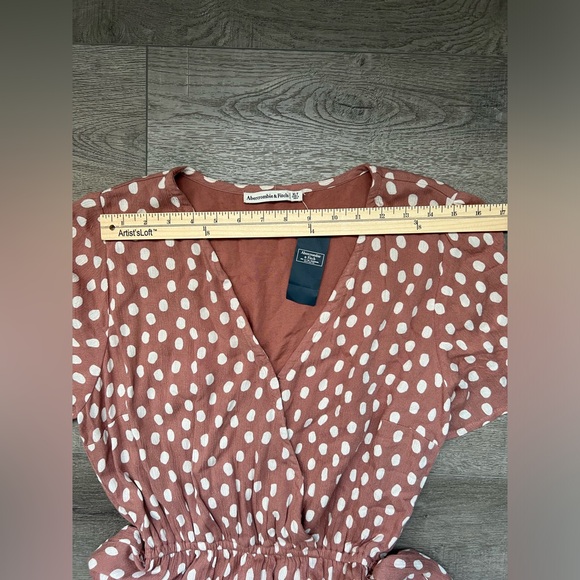 Abercrombie&Fitch Mini Dress|Color:Mauve Pink Polka Dot|Size:Juniors XL T(12-14) - Picture 10 of 16